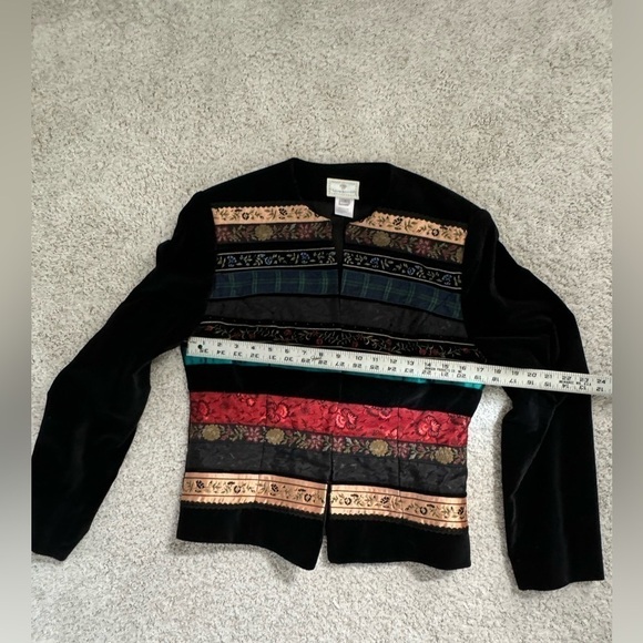 Vintage Black Velvet Tapestry Blazer Suit Jacket Size 8 - Picture 7 of 8
